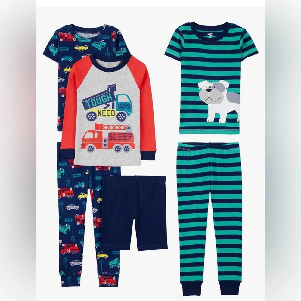 Simple Joys by Carter's Toddler Boys 6-Piece Cotton Pajamas Set 2T Trucks Dog